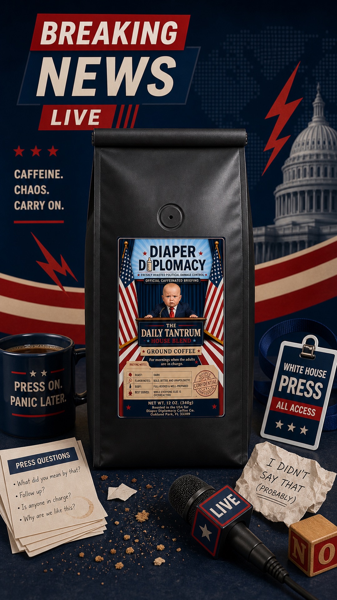 Diaper Diplomacy coffee bag