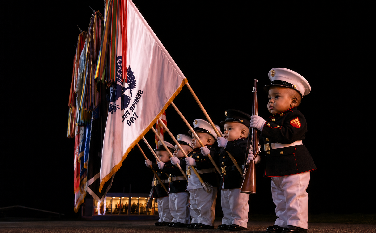 Baby Marines presenting colors during the 250th celebration