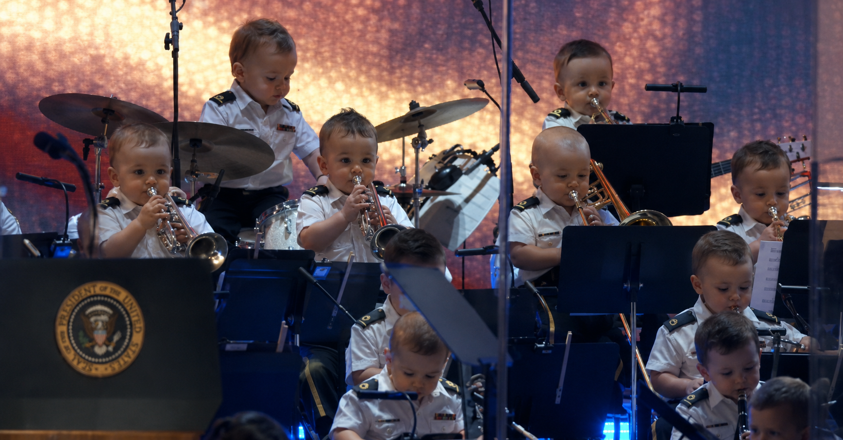 Baby brass band playing during the national anthem